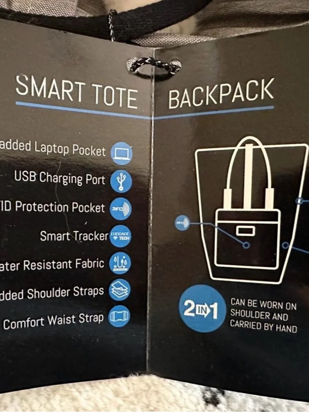 Gray Smart Tote Backpack for Men